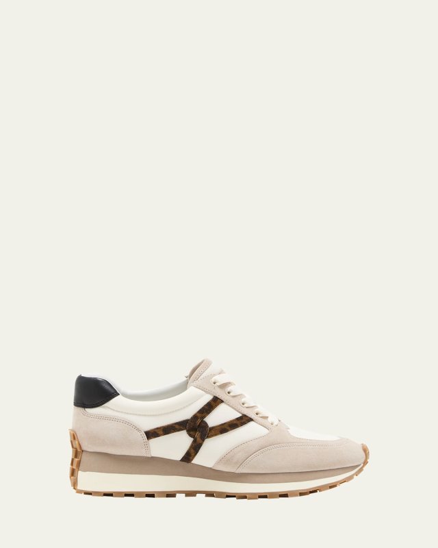 Valentina Mixed Leather Retro Sneakers